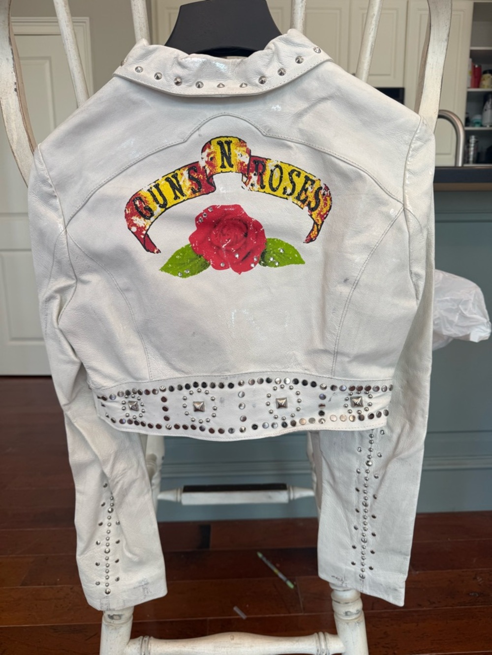 Wilsons White Studded Leather Guns N' Roses Jacket - Medium
